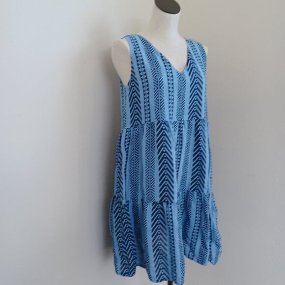 Bella Umbra Dress 100% Linen Sleeveless V Neck Blue Womens size Medium - Picture 6 of 13